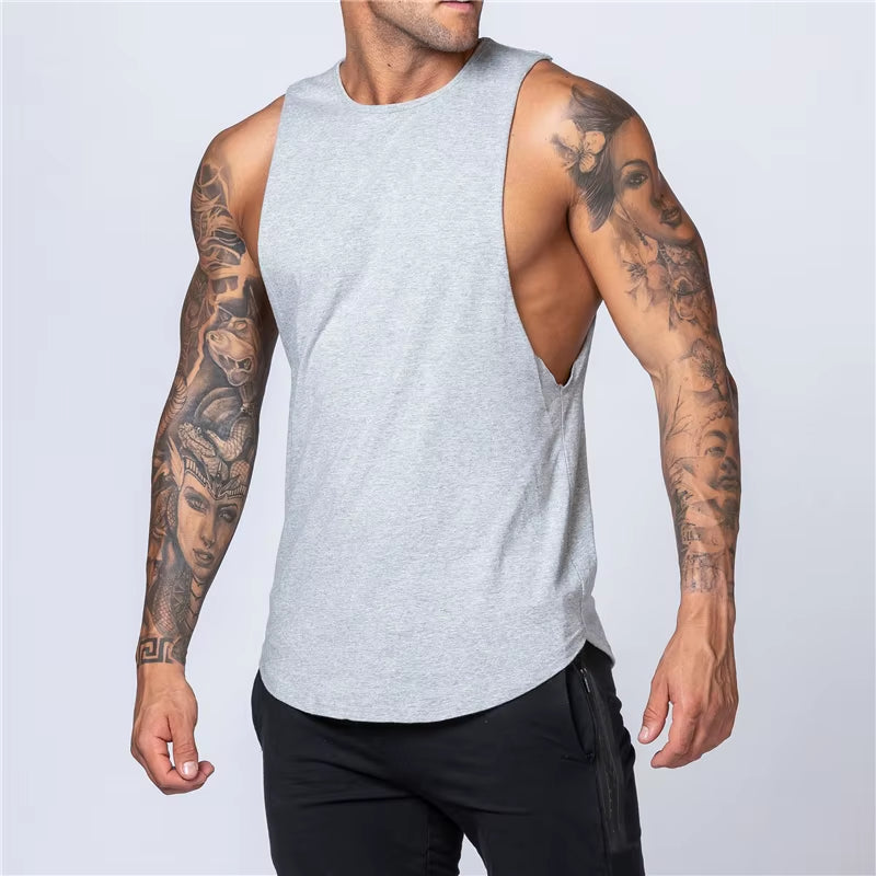 Workout Gym Mens Tank Top Vest Muscle Sleeveless Sportswear Shirt Stringer Fashion Clothing Bodybuilding Cotton Fitness Singlets